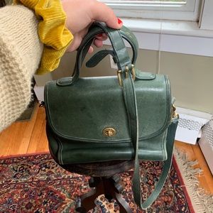 Vintage green coach bag with satchel strap